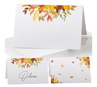 50pz Segnaposto Foglie Autunno Festa del Ringraziamento Matrimonio Battesimo Cresima Compleanno, Cartellini SegnaTavolo, Cartoncini Decorazione Feste Autunnale (A)