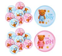 50pz Spille per Rivelare il Sesso Del Bambino, Spille per la Squadra Ragazzo o Ragazza Rivelare il Sesso Del Bambino Blu e Rosa Articoli Feste (Orso Vestito)