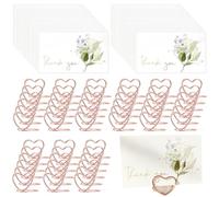 50pz Supporto Segnaposto Cuore Oro Rosa con Biglietti Floreali acquerello
