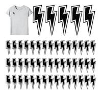 50pz Toppa Termoadesiva Fulmine, Nera Toppe Termoadesive per Cappelli Cool Toppe Ricamate Applicazioni Flash da Cucire Fai da te Toppe Ricamate per Cappelli Vestiti Scarpe Borse Jeans