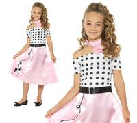 50's Barboncino Ragazza Costume Danza Vestito 1950s Popper Bambini Età 4-12