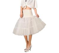 50s Donna Sottogonna Petticoat Organza Retro Mini Gonne Puffy Rockabilly Sottogonne 1950s Annata Swing Vintage Crinolina Donna Sottovesti e Sottogonna da Sposa in Vari Colori(Avorio,40)