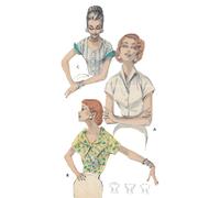 50s Motivo - con Bottone Anteriore Camicetta,Scollatura Varianti - Busto =