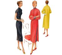 50s Motivo,Mandarino Orientali,Cheongsam Abito E Cappotto - Busto = 81.3cm (81cm