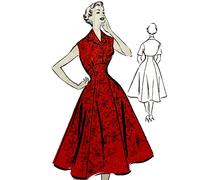 50s Motivo - senza Maniche Abito,Alta Vita & Collarino - Busto = 107cm (106.7cm)