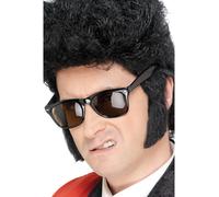 50s Orsacchiotto Ragazzo Rocker Elvis Basette Nero Autoadesivo Costume Viso Hair