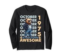 50th Birthday Bear Legends October 1975 50 Years Old Mens Maglia a Manica