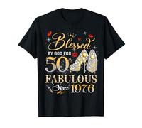 50th Birthday Queen Blessed by God 50 Fabulous Since 1976 Maglietta