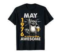 50th Birthday Raccoon Beer May 1976 Vintage 50 Years Old Maglietta