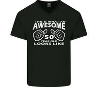 50th Compleanno 50 Anno Vecchio This Is What Uomo Scollo A V Cotone T-Shirt