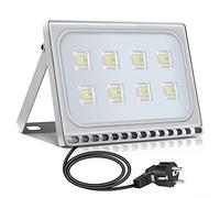 50W Proiettore LED Esterno Floodlight Faretto, Papasbox Super luminoso 5000LM Faro Luce di Sicurezza, Impermeabile IP67, Spina Europea, Illuminazione Luce Bianca 6500K per Giardino Cortile Garage