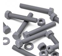 50x bulloni PVC grigi testa esagonale M6x40mm, dadi, rondelle