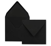 50x Buste quadrate nere - 15,5 x 15,5 cm - senza finestra, con colla umida - 110 g/m² - Per biglietti d'invito a matrimoni, compleanni e altro - Serie FarbenFroh