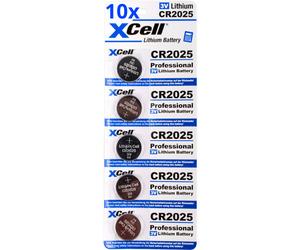 50X CR2025 Batteria A Bottone Litio 3V / 170mAh (10X Confezione Da 5)