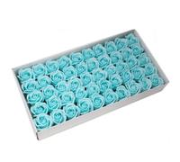 50x Craft Soap Flowers - Med Rose - Baby Blue