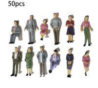 50x Dipinto Modello Ferrovia Seduto IN Piedi Personaggi Plastica Figura 61mm