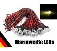 50x Finito Cablato LED 3mm Bianco Caldo per Illuminazione Casa 9-12V (20cm Cavo