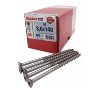 50x Fischer Viti Truciolari 8,0x140 Potenza Fast A2 Tx Testa Filettatura Parte