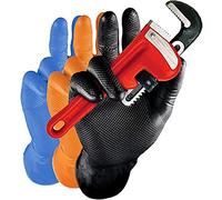 50x Guanti Monouso Anti Scivolo - Blu Power Grip Superficie Strutturata Robusto Guanti in nitrile L (8-9) Senza Polvere Senza Lattice AQL 1.5 Meccanica Industria Chimica Lavastoviglie Pulizia