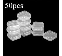 50x Mini Plastica Trasparente Piccola Scatola Gioielli Orecchini Tappi Orecchie