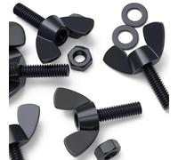 50x Nere Dado ad alette a farfalla in nylon con filettatura, viti a macchina, include dadi e rondelle, M6 x 20mm