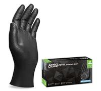 50x PROGRIP Guanti nitrile M Nero [Extra resistenti], Guanti monouso plastica, 2x più spessi, con finitura diamantata, Guanti in nitrile per industria e montaggio, guanti lavoro
