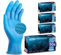 50x PROGRIP Guanti nitrile XL Blu [Extra resistenti], Guanti monouso plastica, 2x più spessi, con finitura diamantata, Guanti in nitrile per industria e montaggio, guanti lavoro