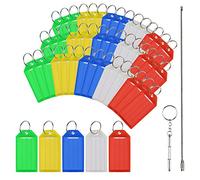 50x Schlüssel Schilder Set,MEZOOM Kunststoff Schlüsselanhänger ID Label Tags zum Beschriften in sortiert Farben mit Stahldraht + Werkzeug Tool