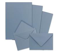 50x Set di carta da lettere DIN A5 con buste C6 - Grigio-blu - Incollaggio a umido (Blu) - carta da scrittura opaca con buste - FarbenFroh by GUSTAV NEUSER