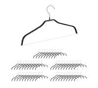 50x Set di Grucce Appendiabiti, Rivestimento Antiscivolo, Metallo, 42 cm, Set di Stampelle, Nero