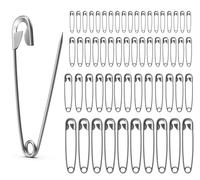 50x Spille da Balia Mix - Set con Misure Piccole e Grandi - Safety Pins Resistenti per Cucito, Sartoria, Artigianato e Usi Quotidiani