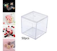 50x Vetrina Acrilica Antipolvere Contenitore 3,3x3,3x3,3cm per Oggetti da