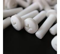 50x Viti a Testa Arrotondata Bianco Polipropilene, M6x 20mm, anti corrosione