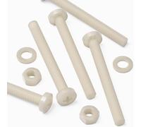50x Viti a testa cilindrica naturali in nylon PA66 M6 x 60 mm + dadi e rondelle