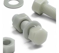 50x Viti a testa esagonale naturali in nylon PA66+GF M8 x 30 mm + dadi