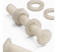 50x Viti a testa svasata naturali in nylon PA66 M6 x 40 mm + dadi e rondelle