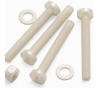 50x viti nylon a testa cilindrica a croce M5 x 40 mm, dadi e rondelle