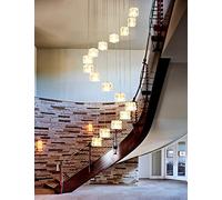 50x200 cm Moderno Vuoto Soggiorno Loft Scala vano lampadario Villa Scala minimalista Lampadario lungo 16 luci Soffitto alto Lampada a sospensione Lampadario camera da letto Creativo Vetro trasparente