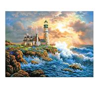 50X40cm || Diamond Painting Casetta Faro, Kit Quadri con Perline Paesaggio Alba sul mare, Pittura Diamante Fai da Te, Puzzle Arte Bambini, Decorazione per Casa e Pareti