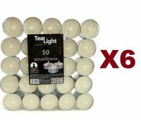 50x6 CANDELE CANDELINE TEALIGHT LUMINI INODORE TONDE CERA BIANCHE TEA LIGHT