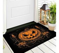 50X80Cm Zerbino Di Benvenuto Halloween,Colore Arancione Zucca A Lume Di Candela Tappeto Porta Ingresso Interno Esterno Antiscivolo Arte Retrò Per Bagno Cucina Camera Da Decorazioni