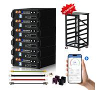 51,2V 100Ah (6 Pack) Batteria LiFePO4 Bluetooth 30,72 kWh di accumulo energetico