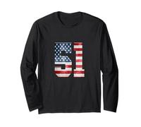 51 Baseball Numero 51 Vintage Con Americano USA Bandiera Retro Maglia a Manica
