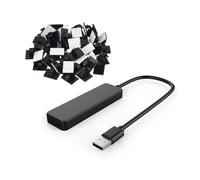 51 Pcs Accessories: 1 Pcs Ultra Slim USB Hub 4-Port USB 2.0 Hub Black & 50 Pcs Self Adhesive Cable Clamp for Car
