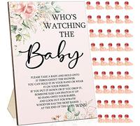 51 pezzi Cool Baby Shower giochi fiore divertente chi guarda il segno del bambino segno di gioco in legno set regalo per bambini 50 pezzi piccoli bambini di plastica piccolo mini baby shower gioco premi per feste di rivelazione di genere