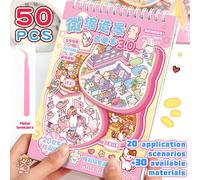 51 pezzi Libro di adesivi paesaggistici, Adesivi fai-da-te per casa, include 30 pezzi di materiali, 20 pezzi di scene, pinzette in metallo, adesivi per miniature 3D di case e micropaesaggi, adesivi pa