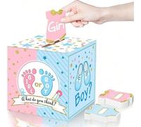 51 pezzi, Urna per rivelazione del sesso con 50 schede elettorali, decorazioni per festa festa di nascità, inviti e gioco di votazione, forniture per festa di rivelazione del sesso (rosa, blu) - inclu