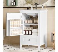 51 x 46 x 85 cm Mobile da bagno a pavimento con lavabo, mobile lavabo, completamente laccato, ripiano porta, ripiano regolabile, lavabo in ceramica (bianco, 51 x 46 x 85 cm)