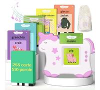 510 Parole flashcards bambini italiano e inglese, amico vocabolo gioco italiano,giochi montessori 2 anni, educativi prescolari Lingua Imparare a parlare Colori Numero Animali Verde(Unicorno, Rosa)