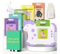510 Parole flashcards bambini italiano e inglese, amico vocabolo gioco italiano,giochi montessori 2 anni, educativi prescolari Lingua Imparare a parlare Colori Numero Animali Verde(Unicorno, Viola)